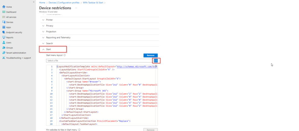Assigning configuration profile to groups